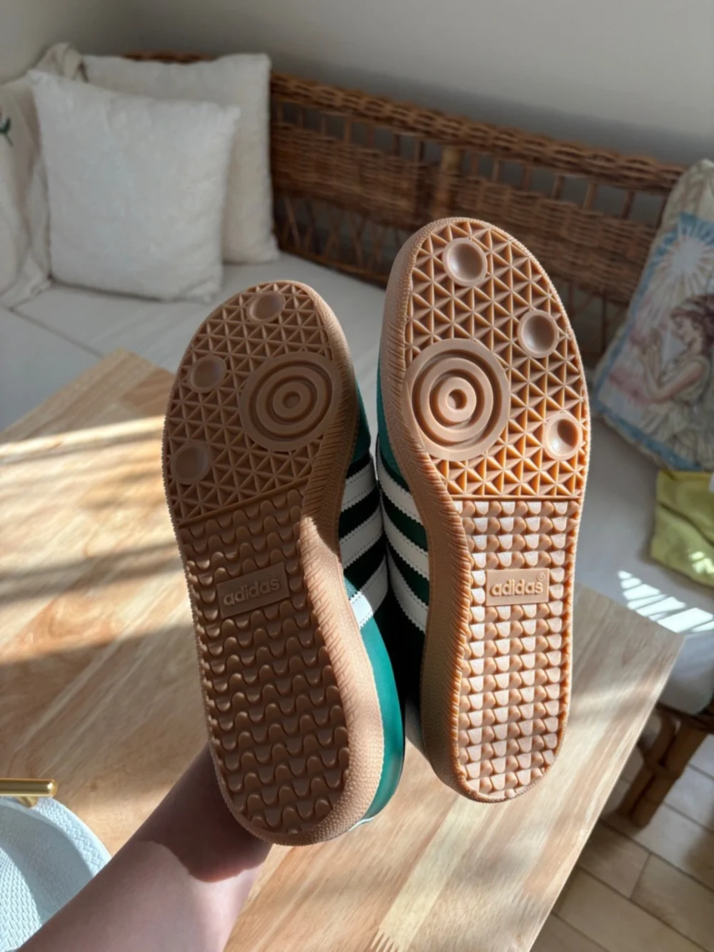 adidas Samba Mary Jane in Dark Green and White with Gum Sole - Picture 4 of 5